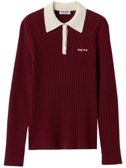 Polo in cashmere a coste MIU MIU | MMLA351580F038I